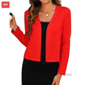 Lightweight Cropped Shrug Cardigan Long Sleeve Sheer Open Front Elegant Chic